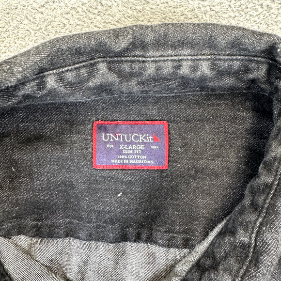 Untuckit Shirt Mens XL Black Denim Chambray Long Sleeve Button Up Western Rodeo - Picture 2 of 7